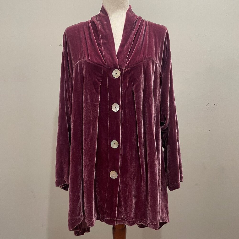 B.Hadikusumo Mauve Pink Dusty Rose Draped Velvet Boyfriend Cardigan